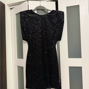 Zara Black Velvet Sequin Midi Dress